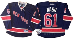 Reebok Premier NHL A New York Rangers #61 Rick Nash Home Blue Jersey