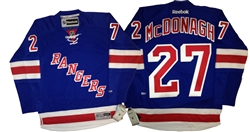 Kids NHL New York Rangers Blue Hockey Jersey #27 Ryan McDonagh L/XL